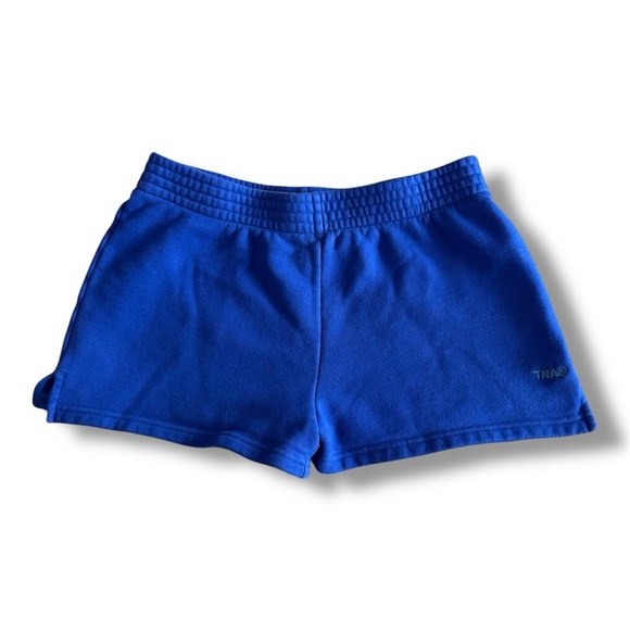 Aritzia Jazz Blue Cozy Fleece Mid-Rise Mini Shorts - Picture 1 of 4